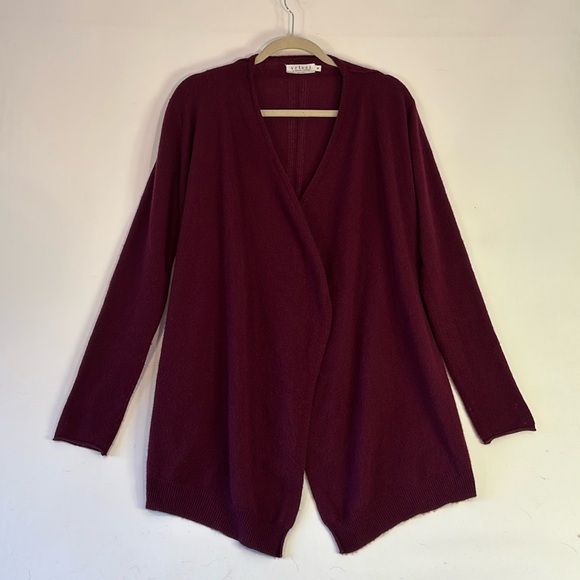 Long Burgundy Cashmere Cardigan-Velvet Brand - Picture 3 of 9